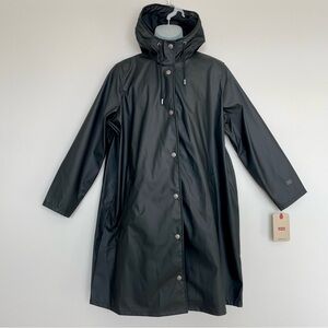 NEW! | Black Levi’s Plus Size Hooded Long-Sleeve Zip-Front Rain Coat | Size 1X
